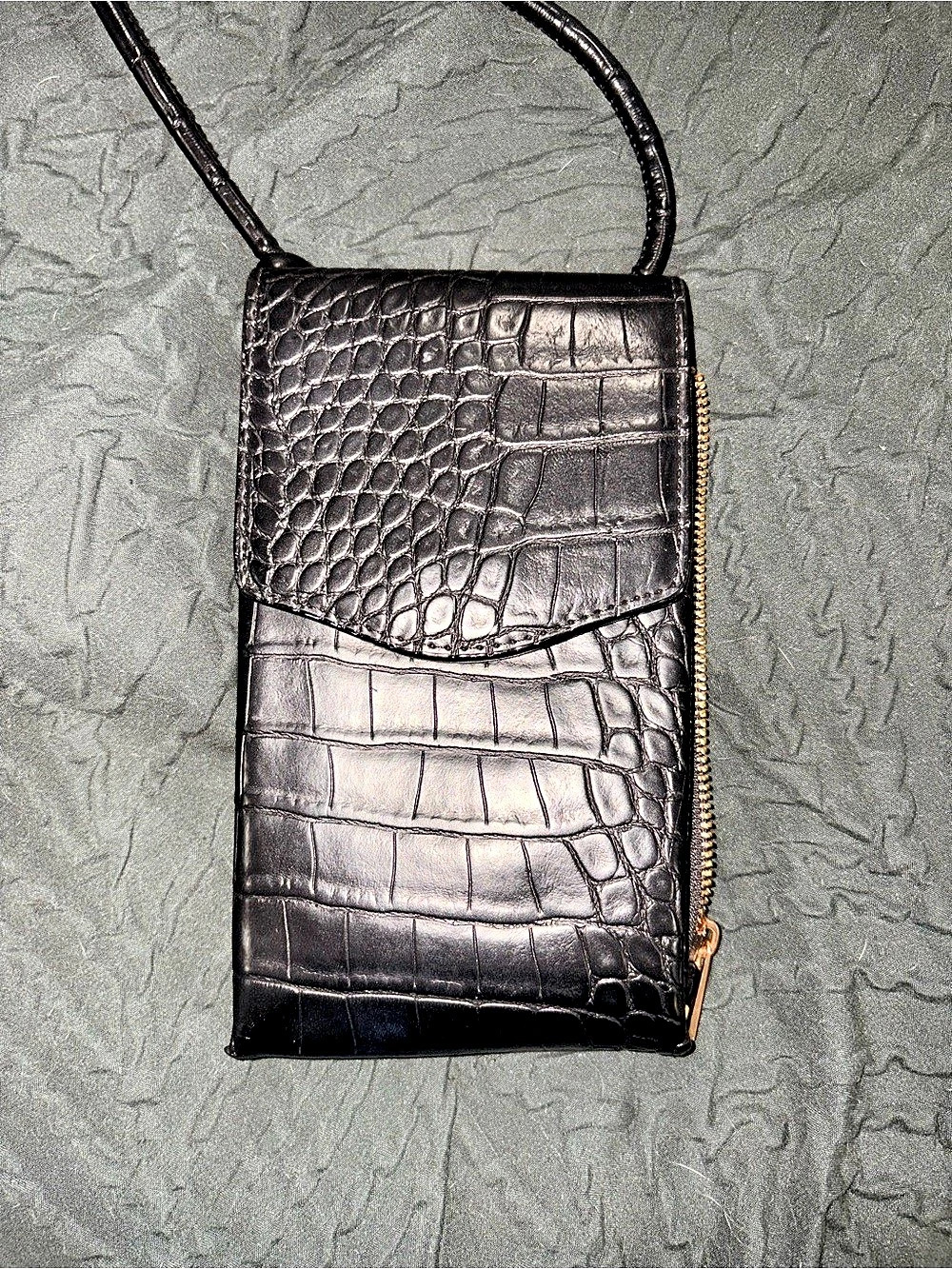 A New Day Black Crocodile Embossed Crossbody Bag